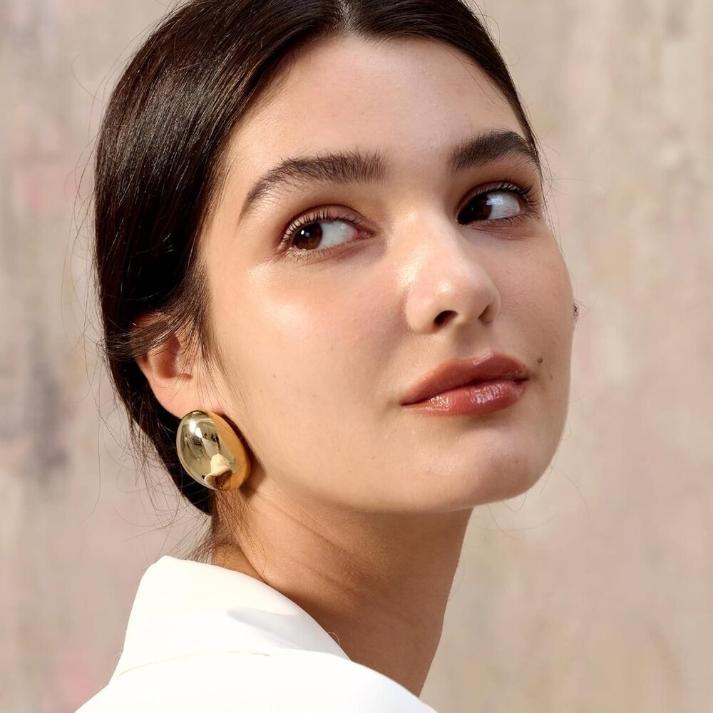 Elegant 14K Gold Plated Chunky Earrings Set - 2 Pairs for Stylish Women - Picture 6 of 8